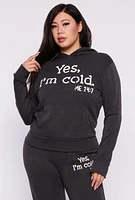 Womens Plus Size Yes Im Cold Hoodie, Grey, Size 1X