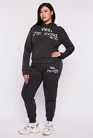 Womens Plus Size Yes Im Cold Hoodie, Grey, Size 1X