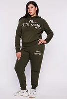 Womens Plus Size Yes Im Cold Hoodie, Green, Size 2X