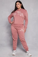 Womens Plus Size Yes Im Cold Hoodie, Pink, Size 1X