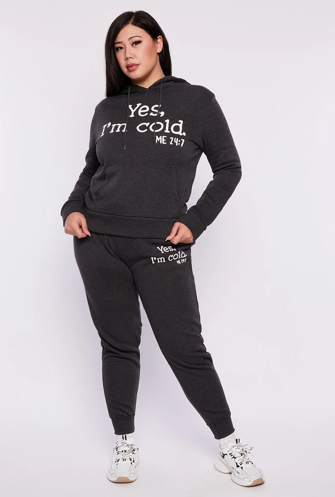 Womens Plus Size Yes Im Cold Joggers, Grey, Size 3X