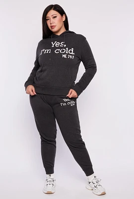 Womens Plus Size Yes Im Cold Joggers, Grey, Size 3X