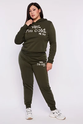 Womens Plus Size Yes Im Cold Joggers, Green, Size 1X