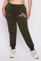 Womens Plus Size Yes Im Cold Joggers, Green, Size 1X
