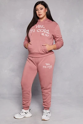 Womens Plus Yes Im Cold Joggers, Pink,