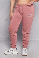 Womens Plus Yes Im Cold Joggers, Pink,
