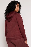 Womens Plus Size Fleece Zip Front Hoodie, Brown, Size 3X