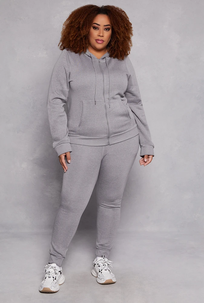 Womens Plus Size Fleece High Waisted Joggers, Grey, Size 2X