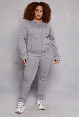 Womens Plus Size Fleece High Waisted Joggers, Grey, Size 2X