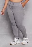 Womens Plus Size Fleece High Waisted Joggers, Grey, Size 2X