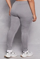 Womens Plus Size Fleece High Waisted Joggers, Grey, Size 2X