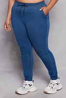 Womens Plus Fleece High Waisted Joggers,