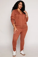 Womens Plus Size Fleece High Waisted Joggers, Brown, Size 1X