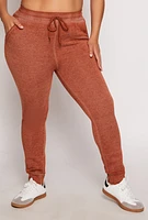 Womens Plus Size Fleece High Waisted Joggers, Brown, Size 1X
