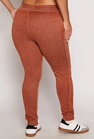 Womens Plus Size Fleece High Waisted Joggers, Brown, Size 1X