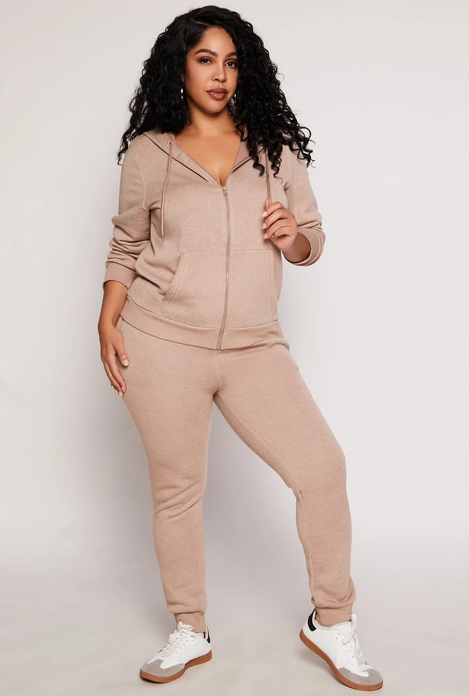 Womens Plus Size Fleece High Waisted Joggers, Brown, Size 2X