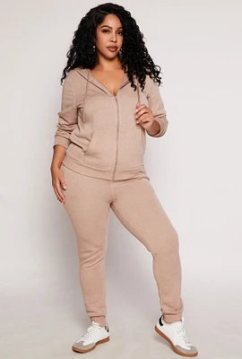 Womens Plus Size Fleece High Waisted Joggers, Brown, Size 2X