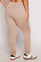 Womens Plus Size Fleece High Waisted Joggers, Brown, Size 2X