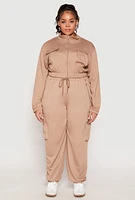 Womens Plus Zip Front Cropped Sweatshirt, 3X