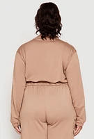 Womens Plus Zip Front Cropped Sweatshirt, 3X