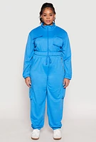 Womens Plus Zip Front Cropped Sweatshirt,