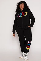 Womens Plus Love Yourself Zip Front Hoodie,