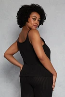 Womens Plus Brushed Ribbed Knit Cami,