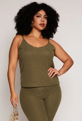 Womens Plus Brushed Ribbed Knit Cami, 1X