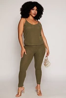 Womens Plus Brushed Ribbed Knit Cami, 1X
