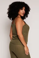 Womens Plus Brushed Ribbed Knit Cami, 1X