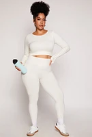 Womens Plus Seamless Laser Cut Active Top, White,