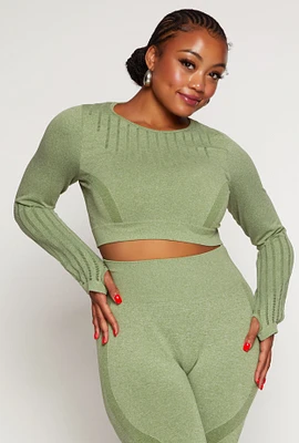 Womens Plus Seamless Laser Cut Active Top,