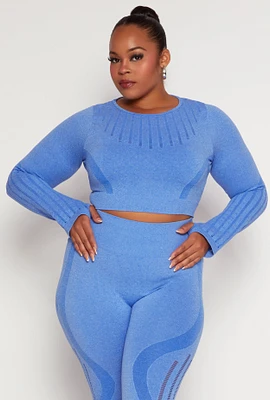Womens Plus Seamless Laser Cut Active Top,
