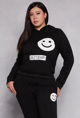 Womens Plus Smile To Be Happy Hoodie,