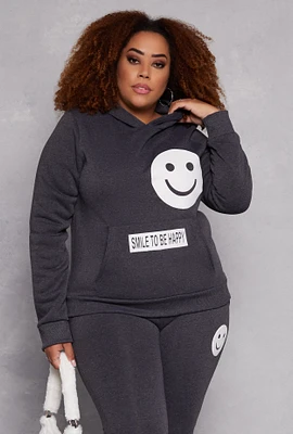 Womens Plus Smile To Be Happy Hoodie,