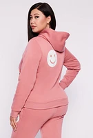 Womens Plus Smile To Be Happy Hoodie, Pink,