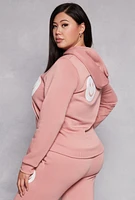 Womens Plus Smile To Be Happy Hoodie, Pink,