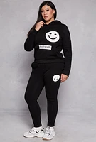 Womens Plus Smile Face Graphic Joggers,