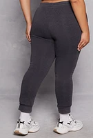 Womens Plus Smile Face Graphic Joggers, 2X