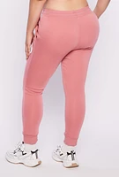 Womens Plus Smile Face Graphic Joggers, Pink,
