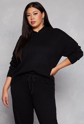 Womens Plus Brushed Knit Pullover Hoodie, 2X