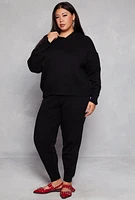 Womens Plus Brushed Knit Pullover Hoodie, 2X