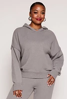 Womens Plus Brushed Knit Pullover Hoodie, 1X