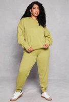 Womens Plus Brushed Knit Pullover Hoodie,