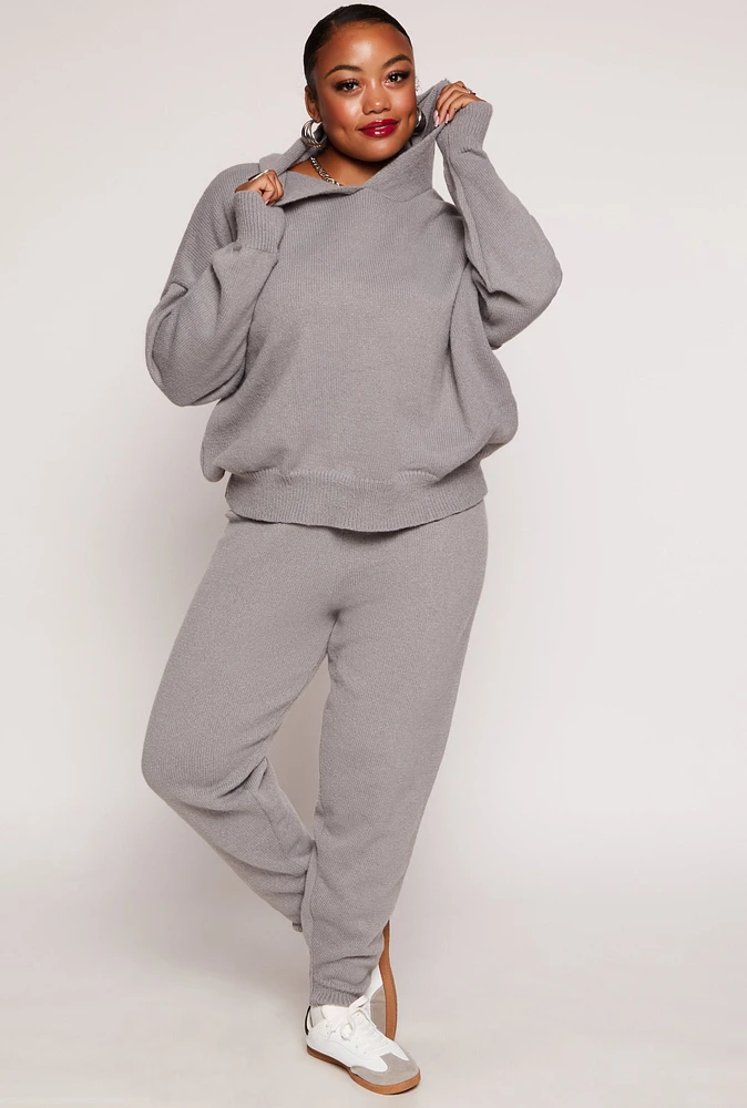 Womens Plus Brushed Knit Drawstring Joggers,