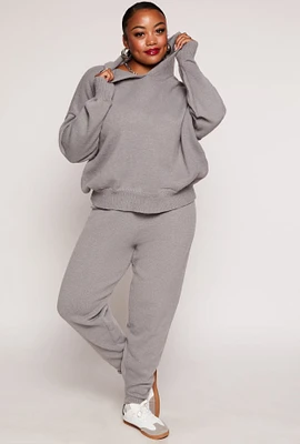 Womens Plus Brushed Knit Drawstring Joggers,