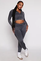 Womens Plus Size Seamless Zip Front Cropped Track Jacket, Grey, Size 1X