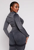 Womens Plus Size Seamless Zip Front Cropped Track Jacket, Grey, Size 1X