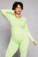 Womens Plus Seamless Color Block Active Top, 1X