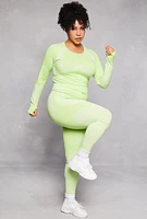 Womens Plus Seamless Color Block Active Top, 1X
